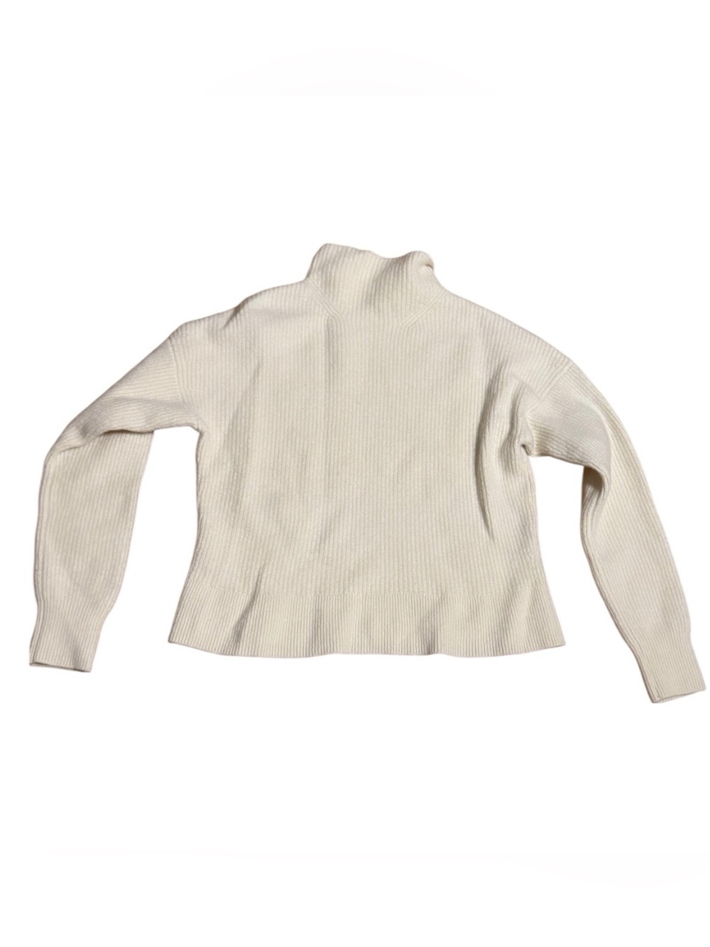 Club Monaco 100% Cashmere Ivory Ribbed Turtleneck Sweater Size M